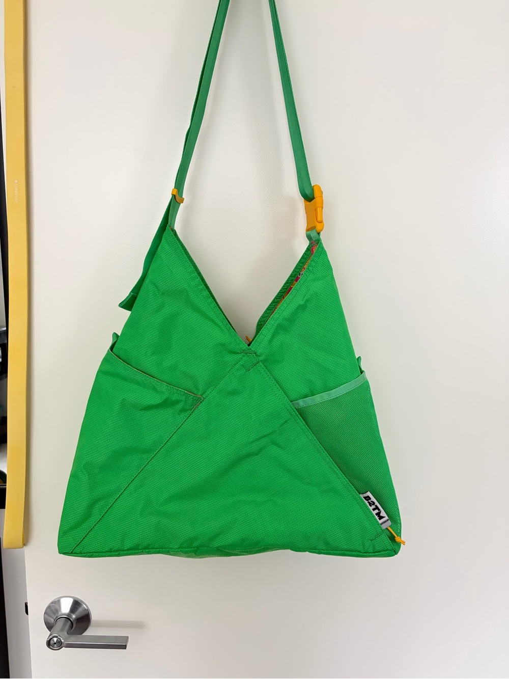 Baboon to the Moon Neon Green Triangle Sling Tote Bag B2TM